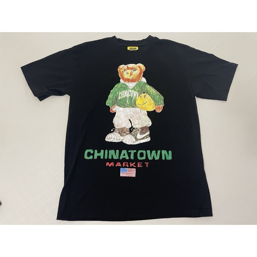 Chinatown Market Polo Bear Smiley T-Shirt Large Black Basketball